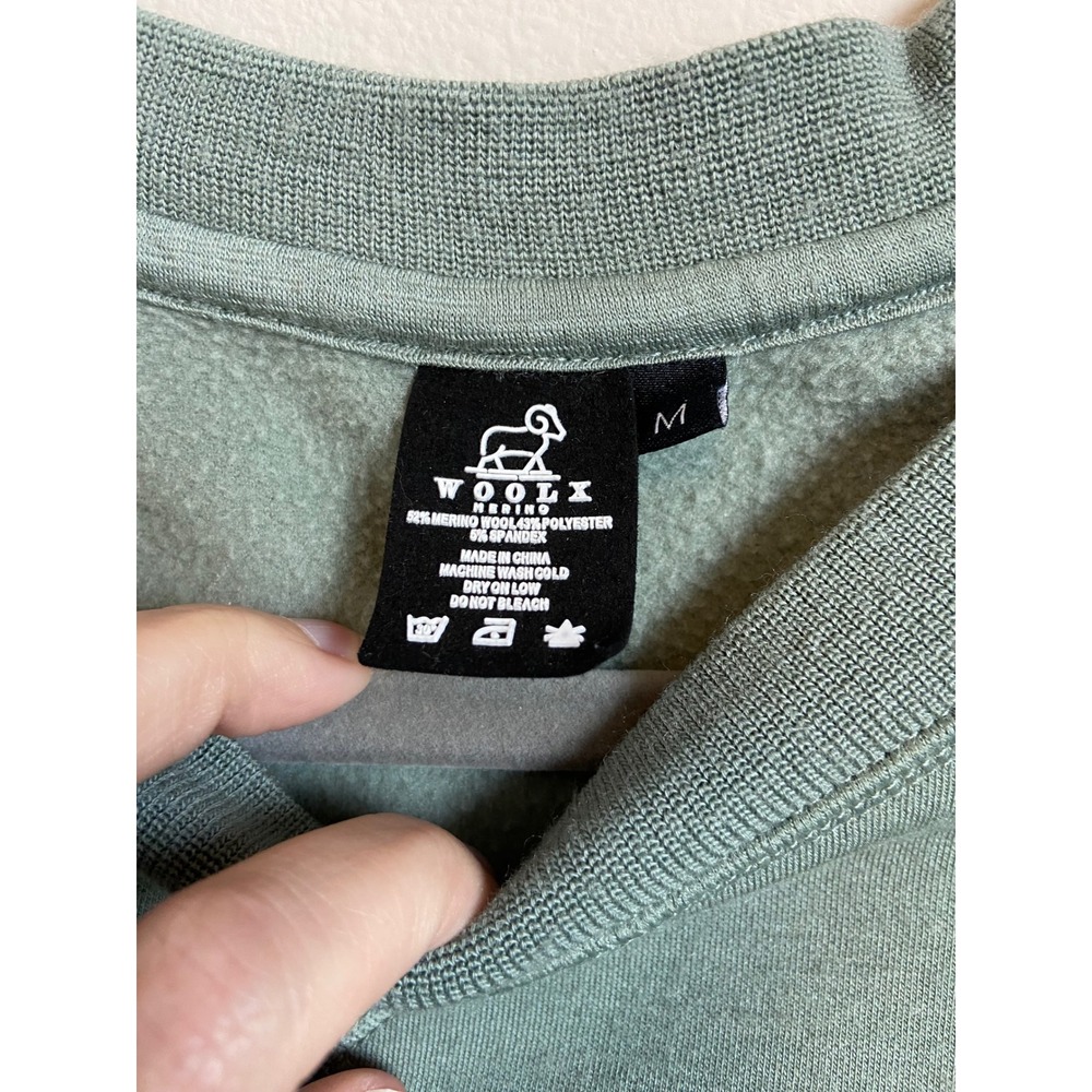 Woolx Bailey Merino Wool Crewneck Sweatshirt Mint Sage Green Womens Medium - Picture 2 of 5